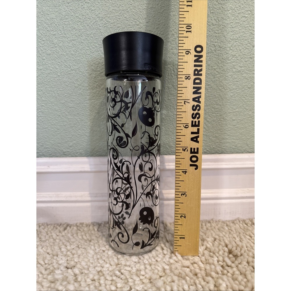 Glass Hot Or Cold Drinking Bottle With Paisley Design Screws Top Coffee Tea